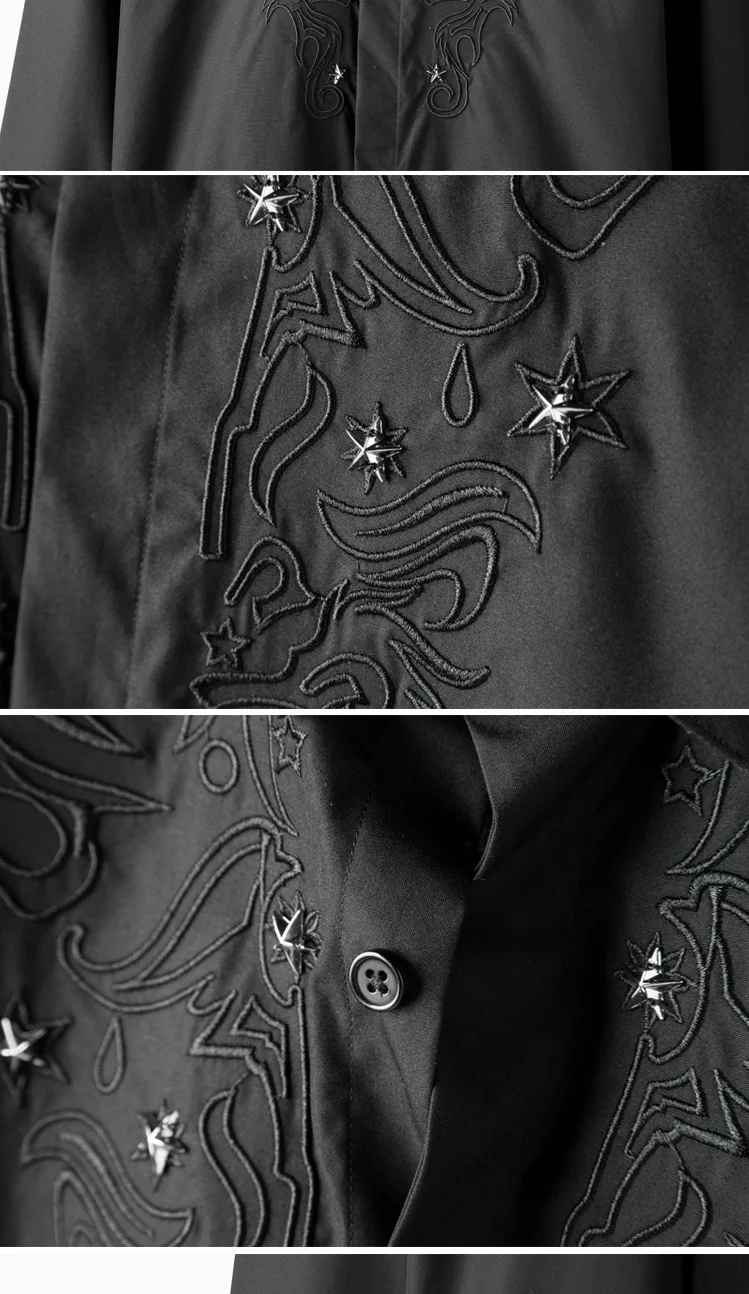 Brand Business Male dress Shirt Fashion long sleeve Slim Embroidery Shirts for men Autumn Winter Solid Camisas masculina