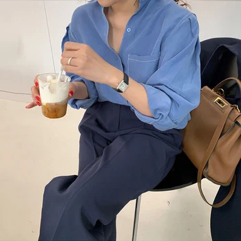 

Two Piece Set Top and Pants Summer Women Long Sleeve Tops and High Waist Wide Leg Long Pants Ladies Office 2 Piece Sets Elegant