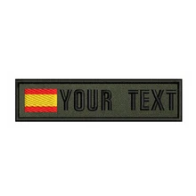 Fundo verde bandeira espanhola espanha 10x2.5cm bordado nome personalizado texto remendo listras crachá ferro ou velcro remendos de apoio