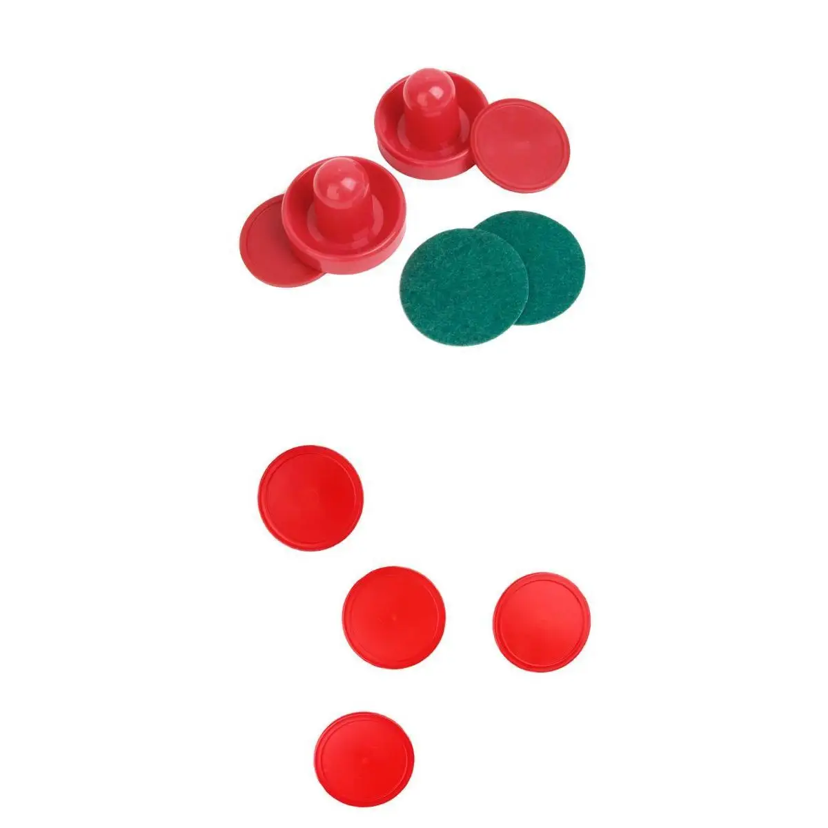 Light Weight Air Hockey Red Replacement Pucks and Slider Pusher Goalies for Game Tables, Equipment, Accessories