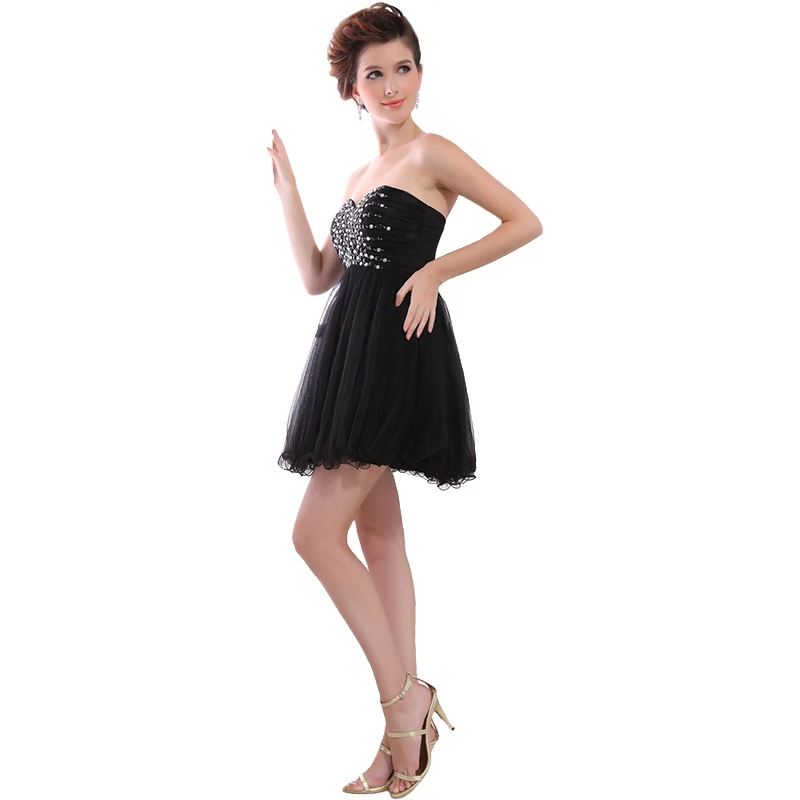 Маленькое черное платье мини-летнее свадебное платье для гостей вечерние коктейльные платья с бисером и кристаллами 8 класс Короткие Выпускные платья