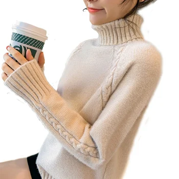 

new thickening in autumn and winter 2019 with mink like knitting Pullover and foreign style bottoming blouse women