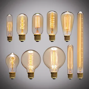 

Retro Edison Light Bulb E27 220V 40W ST64 G80 G95 T10 T45 T185 A19 A60 Filament Incandescent Ampoule Bulbs Vintage Edison Lamp