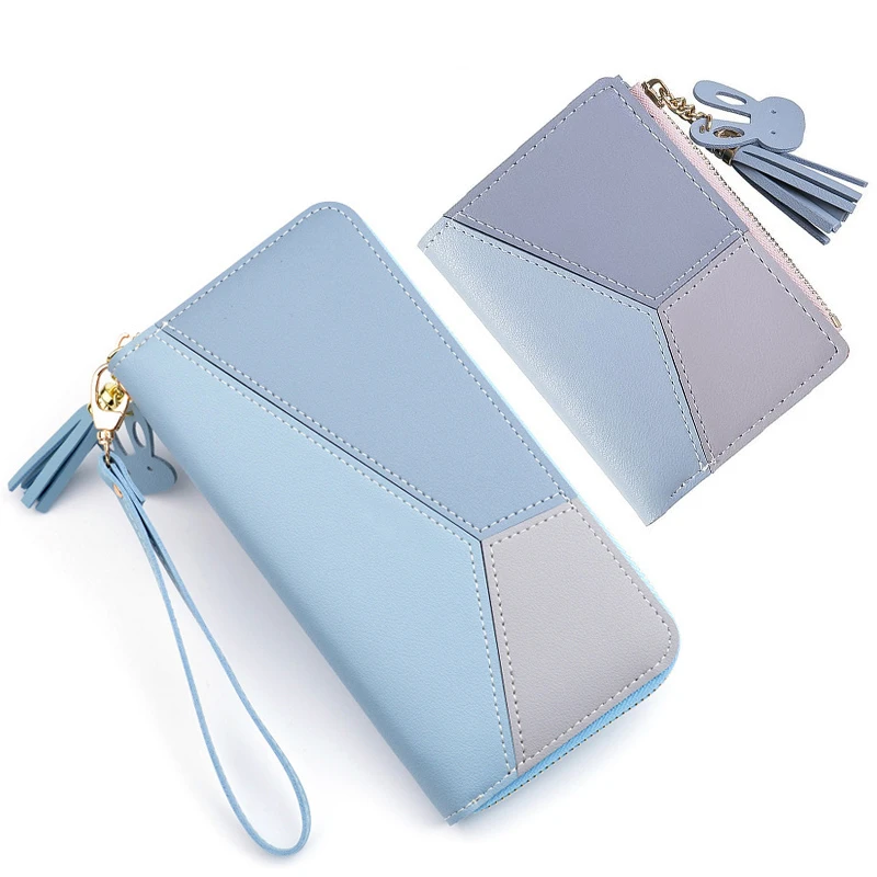 Carteras de moda con cremallera mujer, monedero largo y corto, de mano para mujer, tarjetero de cuero billetera plegable|Carteras| - AliExpress