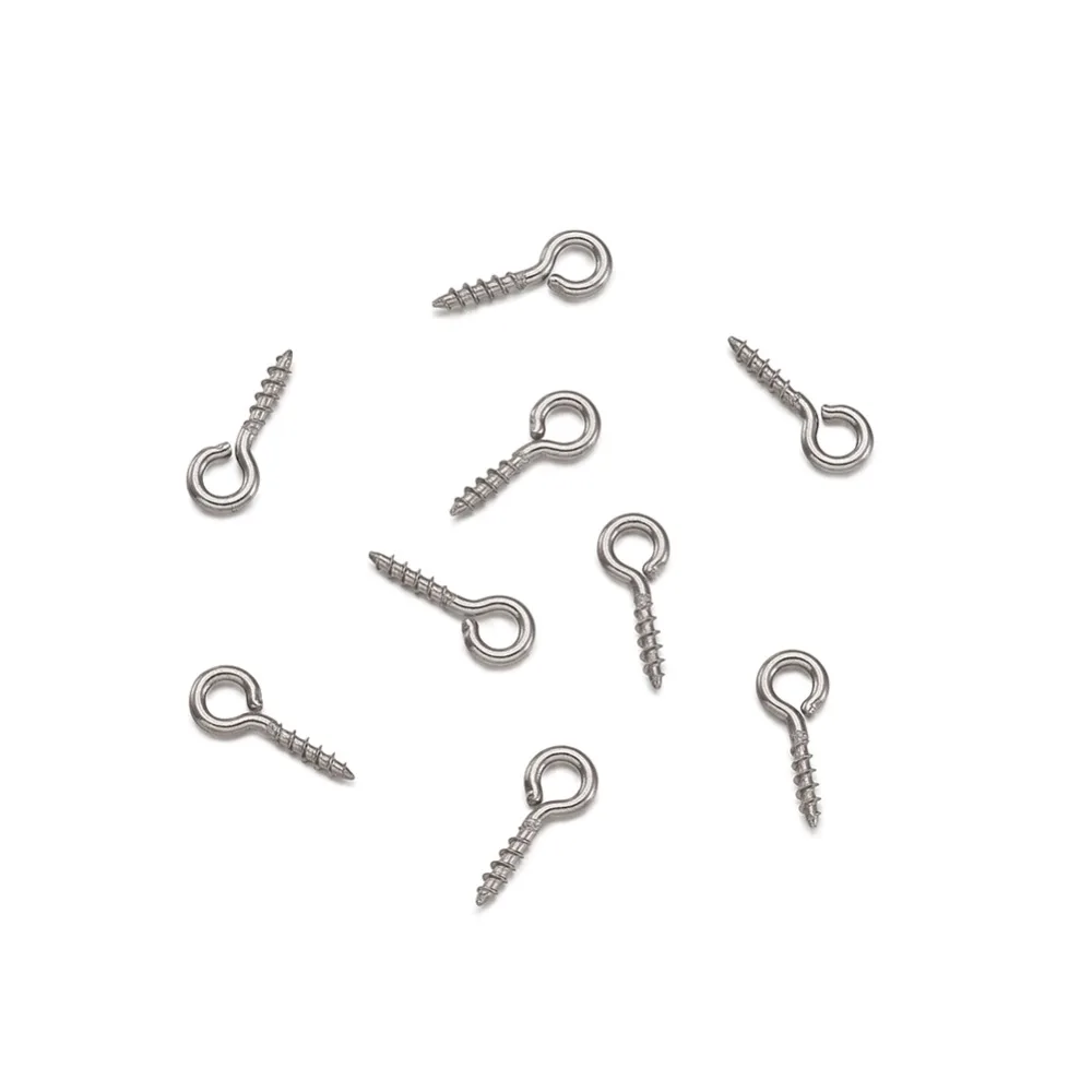 100pcs 304 Stainless Steel Screw Eye Pin Bail Peg For Half Drilled Bead Jewelry 
