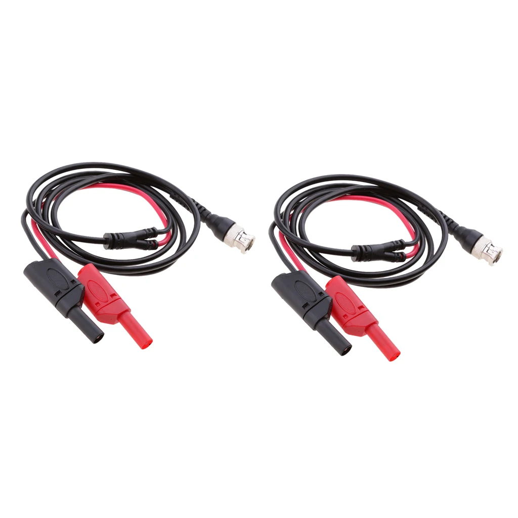 2pc BNC Q9 To Dual 4mm Stackable Shrouded Banana Plug Test Leads Probe Cable