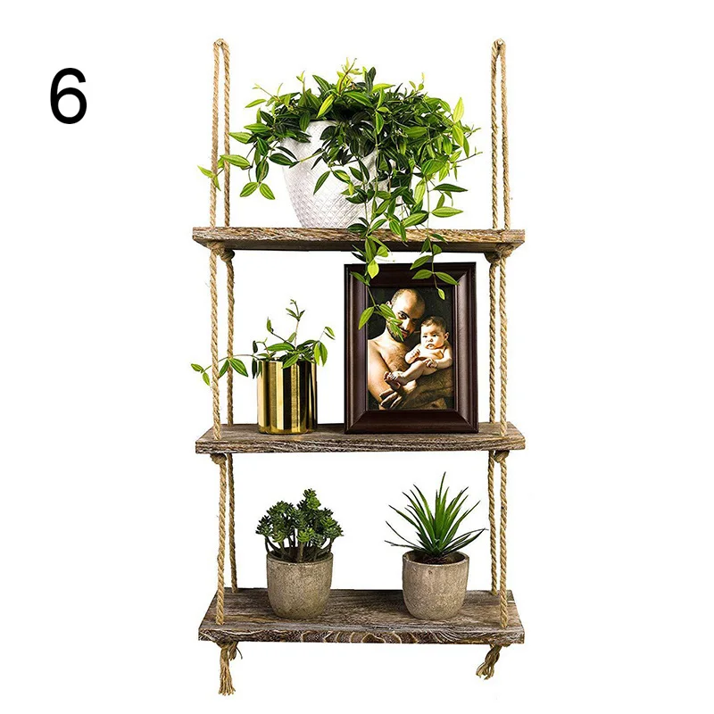 Настенные качели, полки для хранения, деревянная подвесная полка, джутовый органайзер для канатов, стеллаж для дома, сделай сам, украшение, PAK55