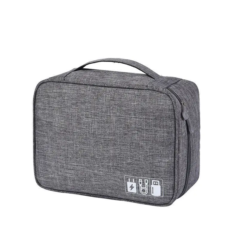 Светло-серый Multi-function Digital Travel Storage Bag Case Electronics Accessories Organizer Nylon Waterproof Hand Bag Cable USB Case Bag - Цвет: Светло-серый