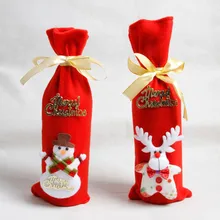 Крышка для бутылки с красным вином, сумки для украшения дома, вечерние, Санта-Клаус, рождественские украшения для нового года, рождественские, вечерние