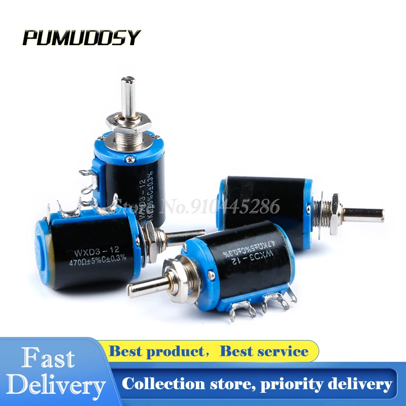 1 pces WXD3-12 1w 47k ohm 47kr 5 anel multi-círculo precisão multiturn wirewound potenciômetro
