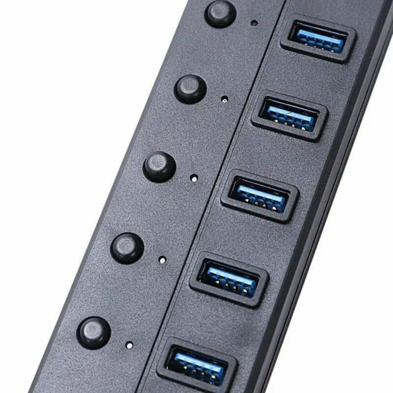 7-портовый концентратор USB 3,0 60/120 см кабель Алюминий суб-контроль переключатель 5 Гбит/с, светодиодный индикатор концентратор платные сплиттер для Мульти USB устройств