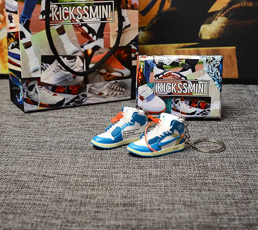 Персональный DIY Jordan Generation AIR JORDAN 1 chicago 3D кроссовок фигурный брелок сумка Подвеска парный брелок - Цвет: a pair w metal  ring