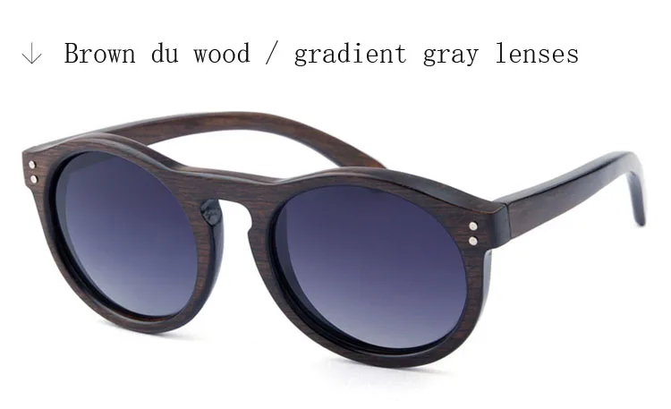 gradient gray Винтажные круглые очки в деревянной оправе мужские и женские Модные поляризованные солнцезащитные очки - Цвет линз: gradient gray