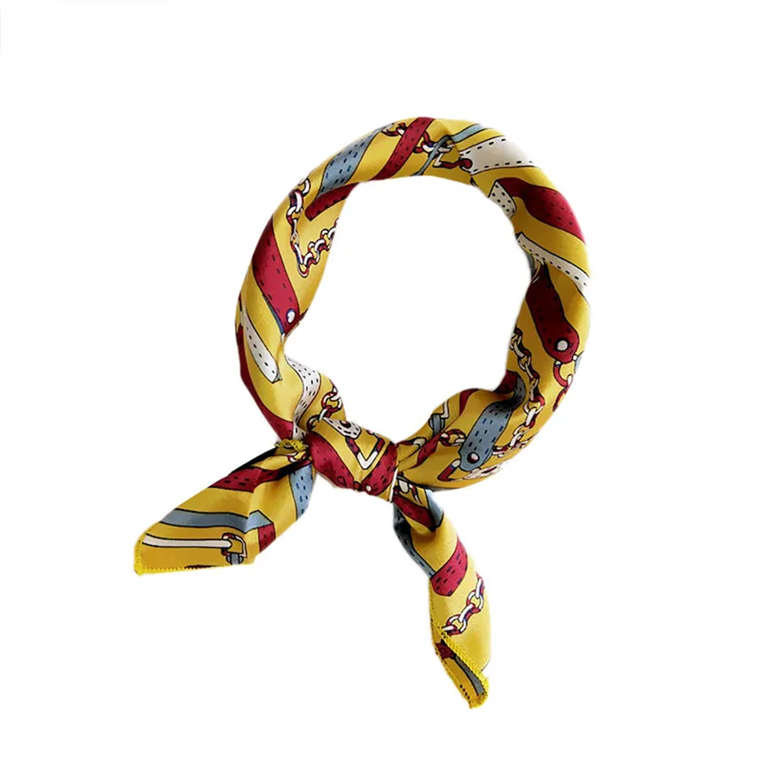 Модные женские маленькие квадратные повязки на голову, шарфы, платок с принтом, шейный шарф, Женская бандана, Женский цветочный шифоновый шарф с принтом z3