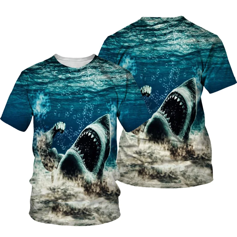 Shark 3D Print Men T-shirt Streetwear 2021 Summer Novel O Neck Short Sleeve Tees Tops 3D Style Male Clothes Casual T-shirts