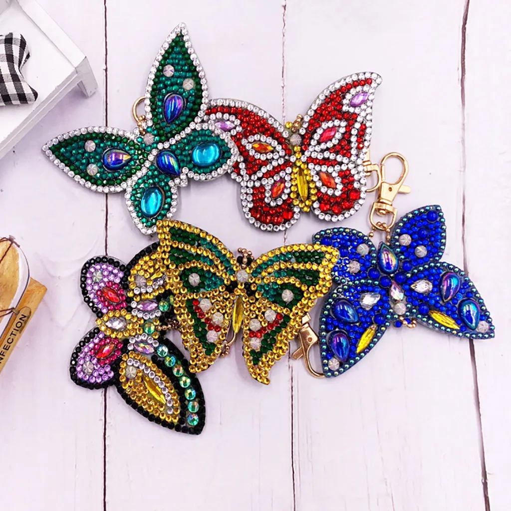 

5x Full Diamond Pattern Key Ring Set Keychain DIY Special Shape Key Chain Diamond Embroidery Keyring Bag Charms Key Ring 94