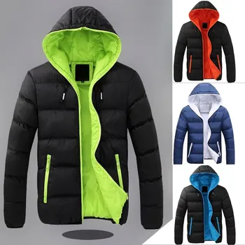 

Men's Winter Jacket Solid Color Hooded Casual Jacket Men's Pike Jacket Men's Thicken Warm Slim Cotton Clothing Men's Size 4XL