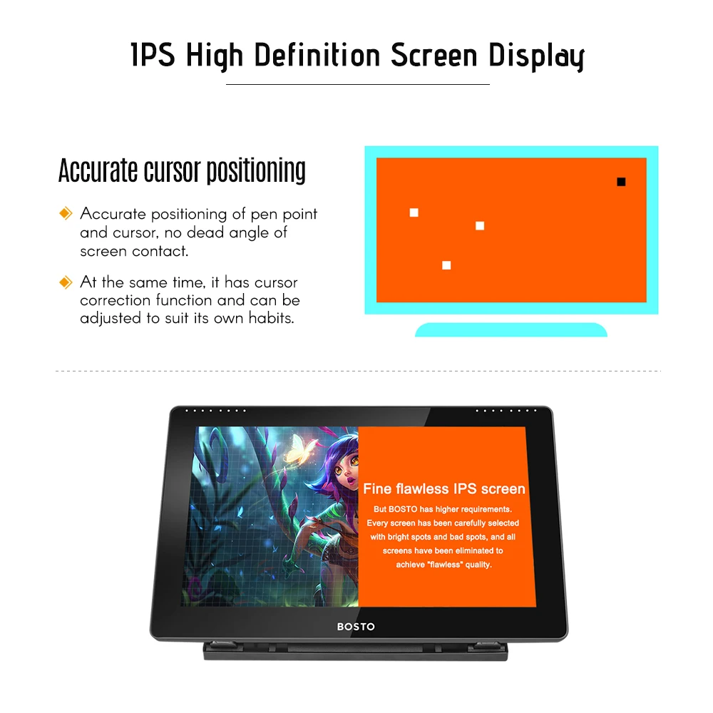 BOSTO 16HD 15,6 дюймов ips графический планшет дисплей монитор 8192 уровень давления с перезаряжаемым стилусом 16 Гб USB диск