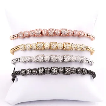 New Fashion Unique Cute Design CZ Micro Pave Tube Ball Beaded Luxury Bracelet Bangle For Women Men