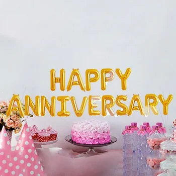 

Hot Valentines Days Romantic Gift Happy Anniversary 16 Inch Foil Balloons Aluminum Anniversary Commemoration Day Party Supplies