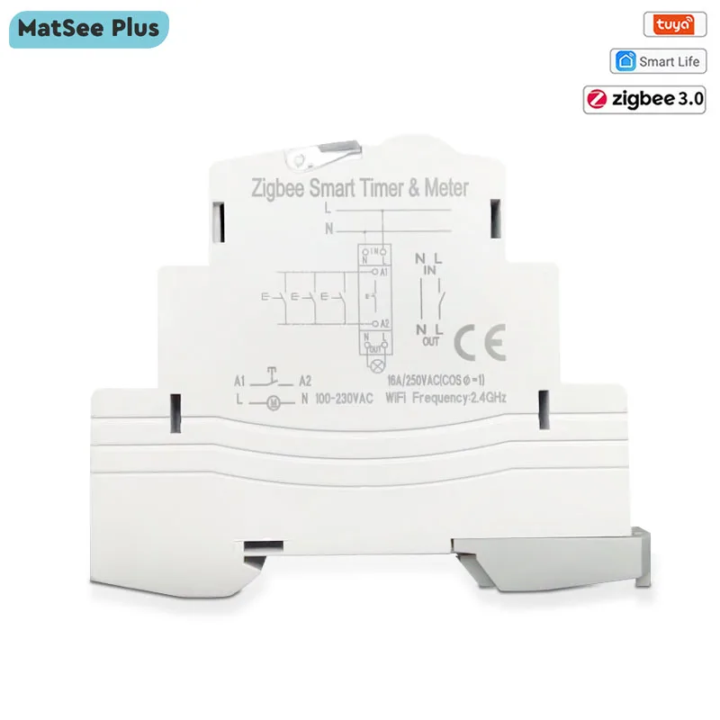 Tuya Smart Life ZigBee 16A Din Rail 1P Switch KWh Meter Energy Monitor Timer App Remote Control Support Alexa Google Home smart switch smart energy meter