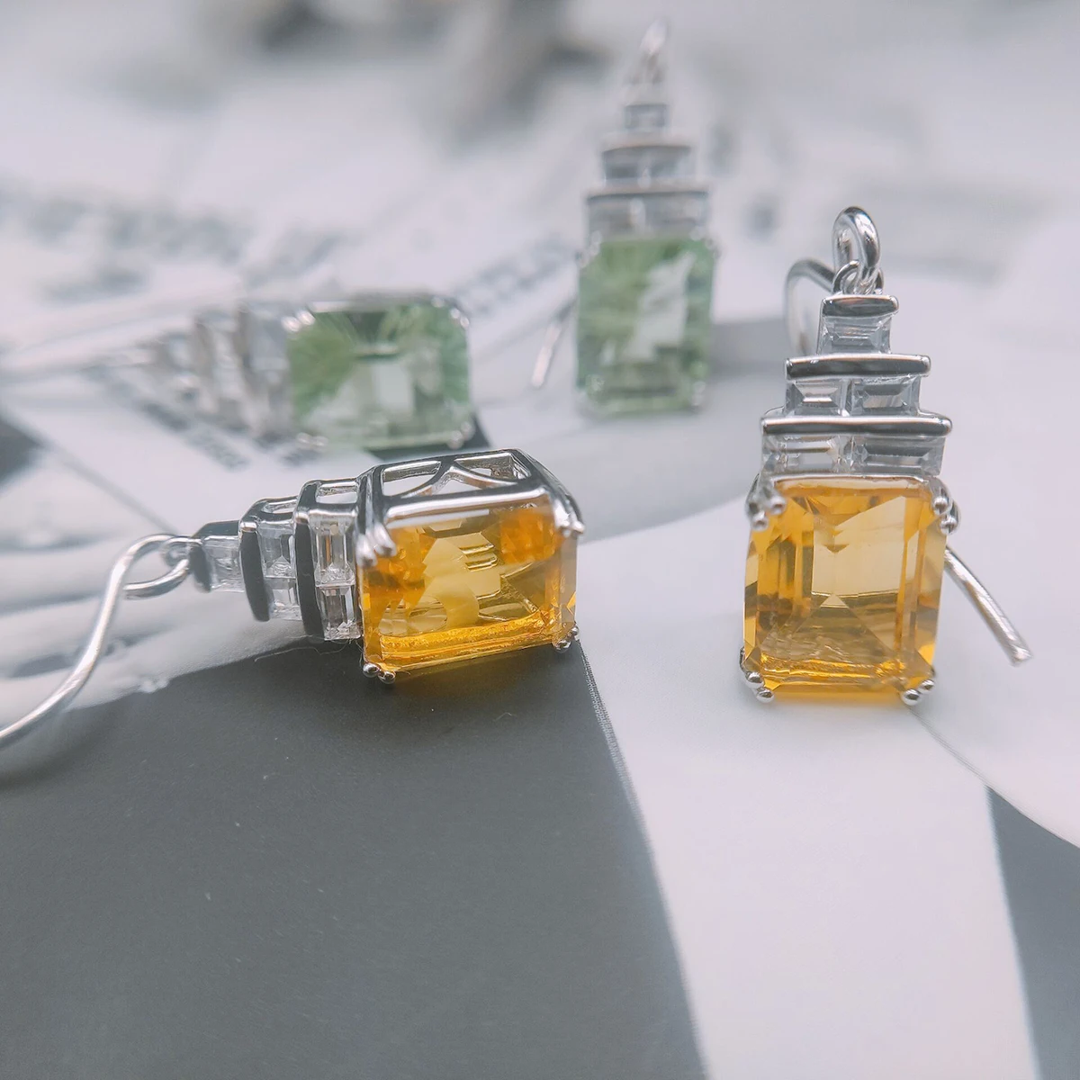 Hutang 11.01ct Подлинная камень Красочные Флюорит топаз Серебро 925 пробы романтичные серьги Fine Jewelry для Для женщин подарок