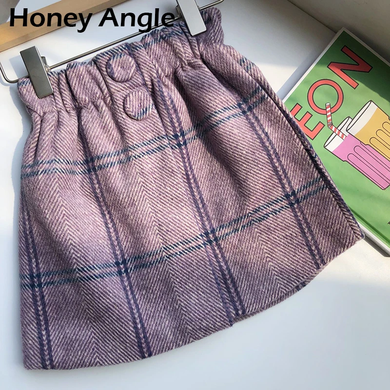 Purple Hoeny Angle/юбка для девочек в стиле ретро; детская клетчатая юбка в Корейском стиле; хлопковая юбка для малышей; элегантная одежда из хлопка - Цвет: Purple