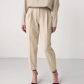 

2020 Spring Summer Ladies Office High Waist Slim Pants Workwear Women Zipper Pocket Solid Trousers Casual Pencil Pants