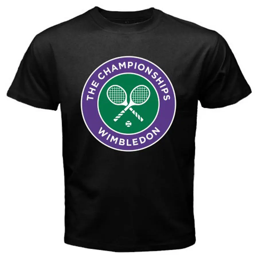 

Wimbledon The Chempionship Tennis Grand Slam Men's Black T-Shirt Size S to 3XLMale Hip Hop funny Tee Shirts cheap wholesale