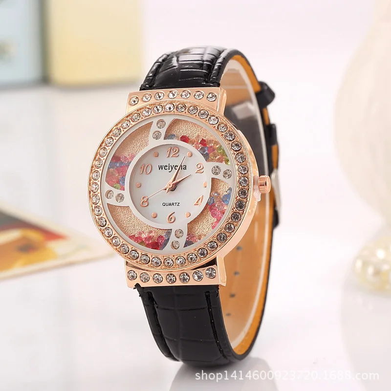 

Women's Cool Full of Crystals Top Grade Fashionable Watch Colorful Crystals Leather Strap Watch Watch Quartz Watch