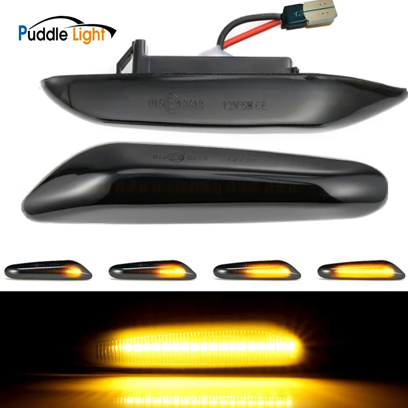 For 2002-2005 BMW E46 3-Series Smoke Lens LED Side Marker Lights Signal Lamps