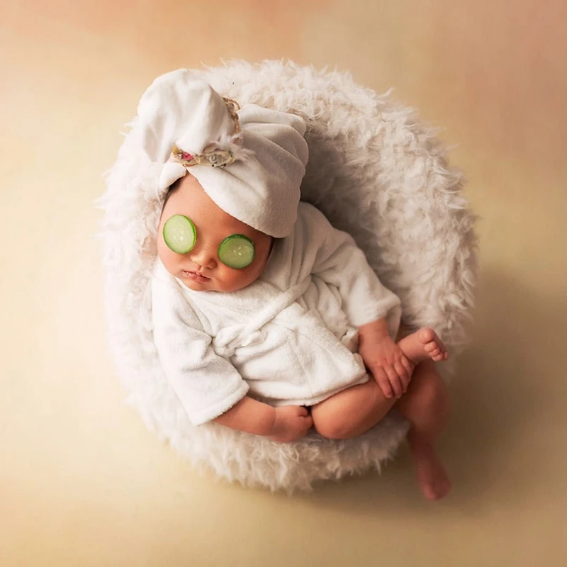 Новорожденный Fotografia плюшевый костюм съемки наряд для фотосессий для душа ребенка Подставки для фотографий повязка на голову+ банные халаты, 2 предмета в комплекте подарок аксессуары