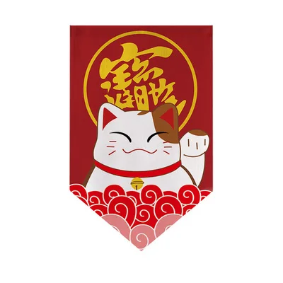 Японский стиль Lucky Cat мультфильм треугольный флаг Кухня Половина занавески s Висячие окна короткие занавески перегородки декоративные A74#5