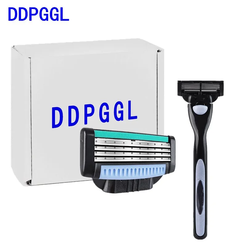 

DDDPGGL 1pcs holder 2pcs blades Men 4 Layers Shaver Razor Blades Manual Hair Remover High Quality Shaving Razor Cartridge
