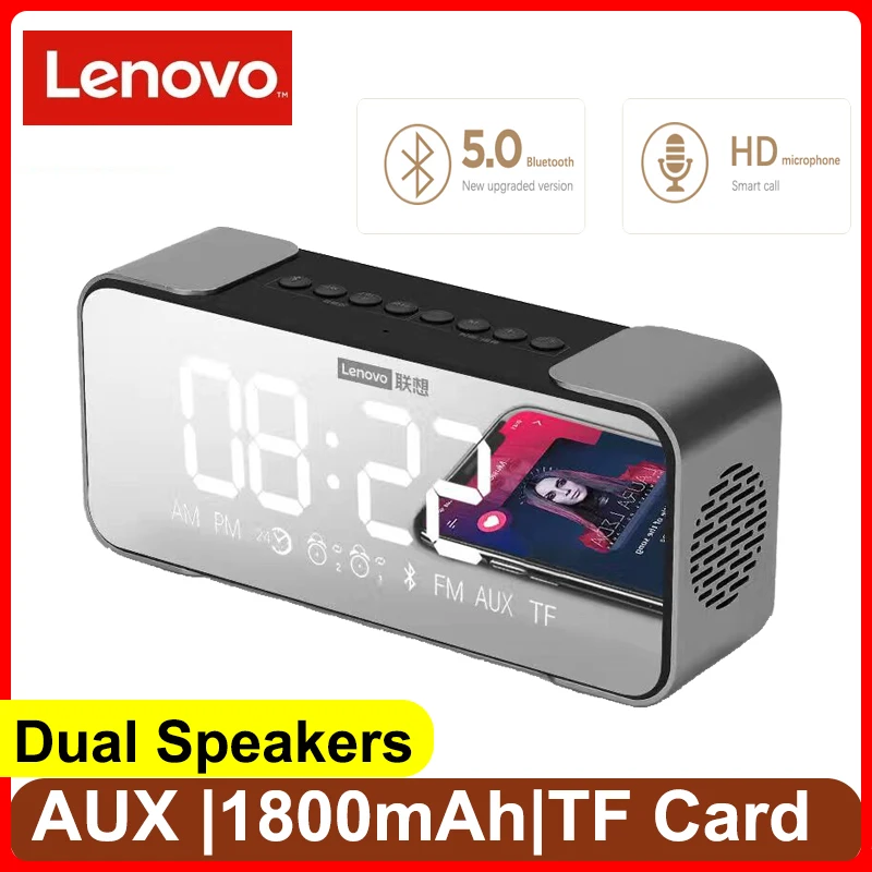 Alarm-Clock Speakers Subwoofer Lenovo L022 Portable Wireless LED 1 AUX Bluetooth 1800mah