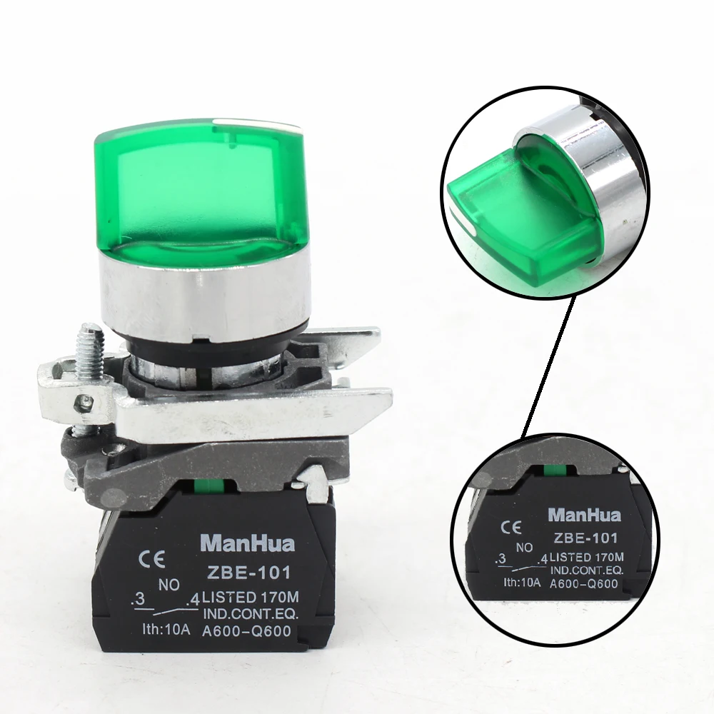 ManHua XB4-BK33M3 220V Светодиодный переключатель электрораспределительной коробкой многопозиционного переключателя кнопочный переключатель стандартной рукоятки