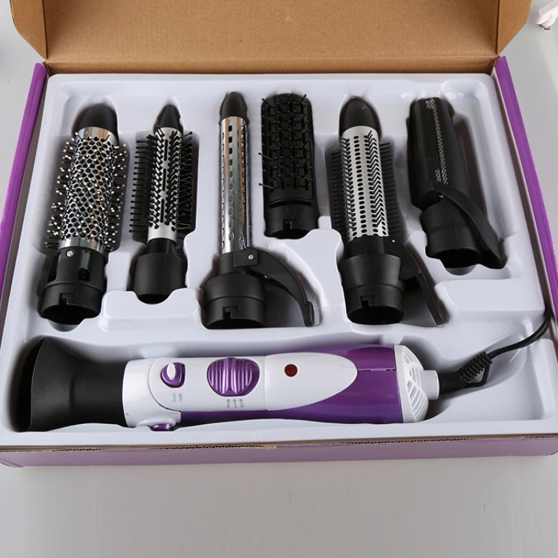 7 в 1 фен для волос многофункциональный фен профессиональный Фен машина гребень для завивки волос выпрямитель DIY Инструменты для укладки 45D - Цвет: purple