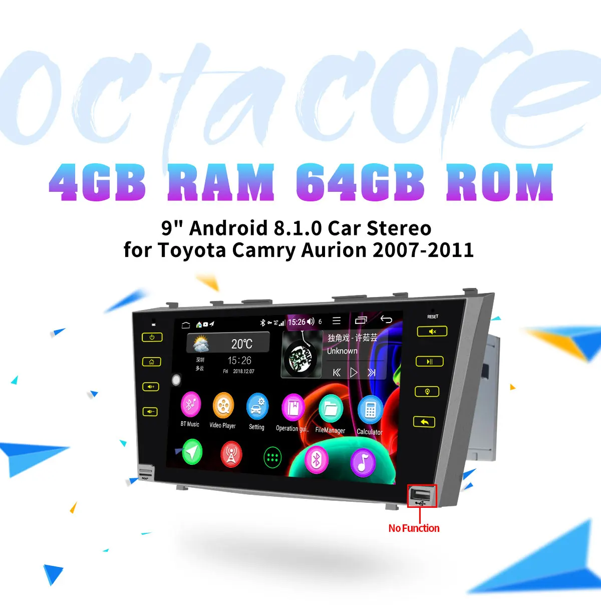 Sale JOYING 4GB RAM 8 Core 9inch Android 8.1 Car radio with carplay Stereo Head Unit for Toyota Camry/Aurion 2007 2008 2009 2010 2011 0
