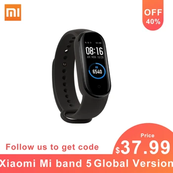 

Global Version Xiaomi Mi Band 5 Smart Bracelet 4 Bluetooth 5.0 Waterproof AMOLED Screen Heart Rate Fitness Tracker Mi band5