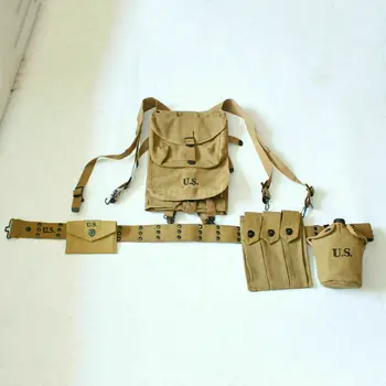 

WORLD WAR II MILITARY WW2 US ARMY Thompson Magazine Bag Belt 1928 Haversack Canteen World Military Store