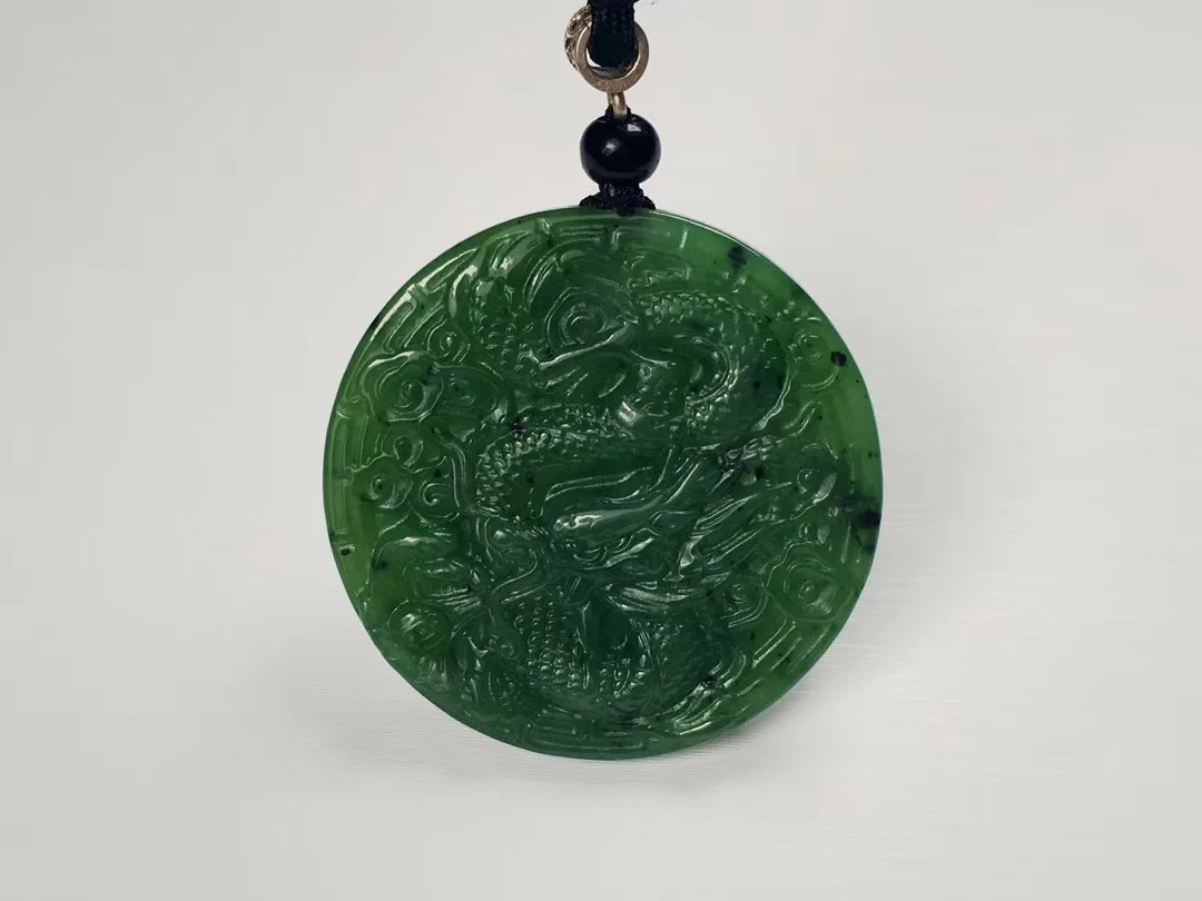 Natural hetian jasper handcarved dragon phoenix jade pendant simple retro pendant temperament jewellery fashion for women men