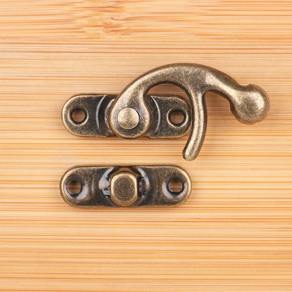 

10 pcs Vintage Metal Hardware Furniture Leather Bag Wooden Box Mini Decorative Latch Clasps Lock Padlock Hasp With Screws