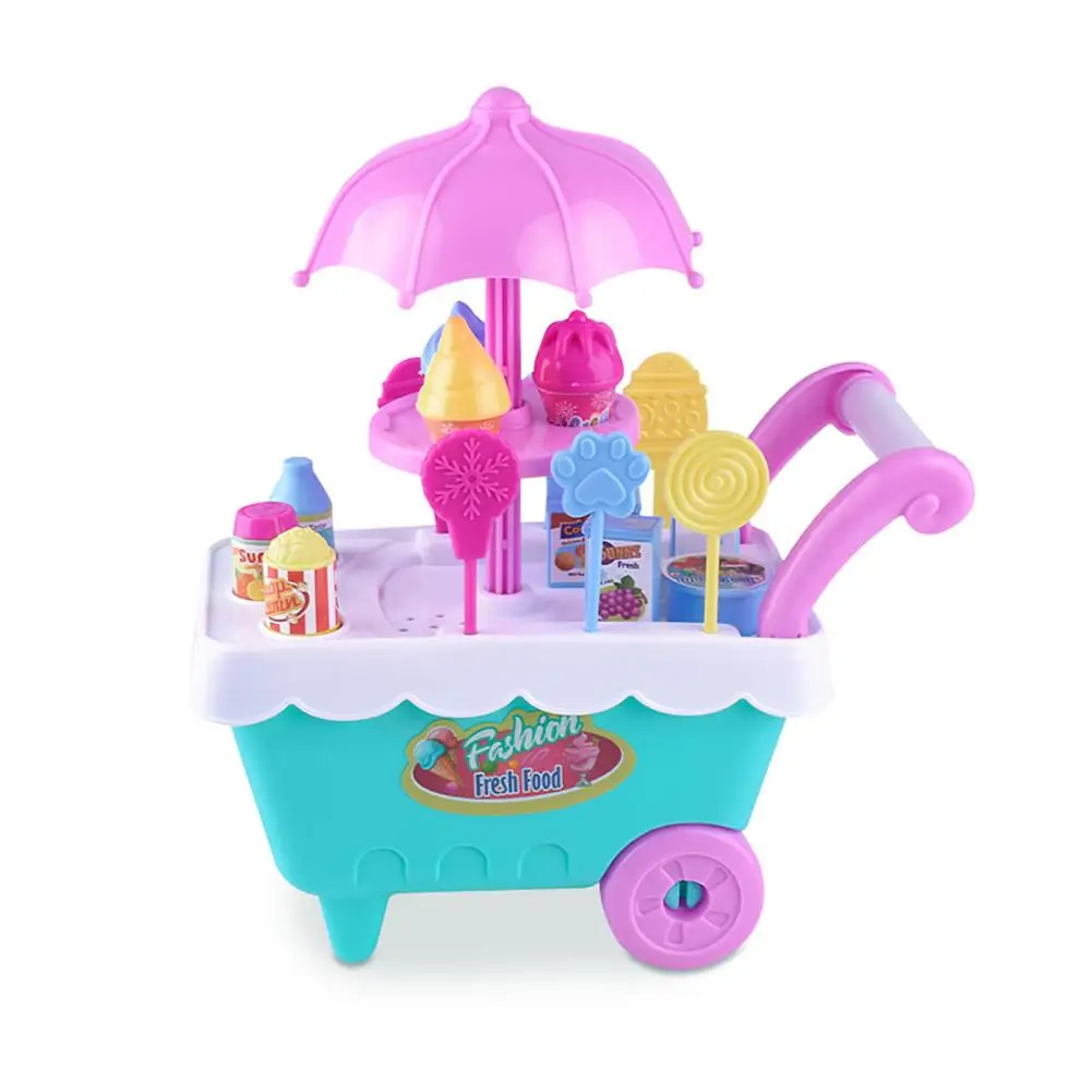 

Mini ice cream trolley Lovely Simulation Candy Lollipop Ice Cream Plastic Trolley Children Girls Toy smooth and durable