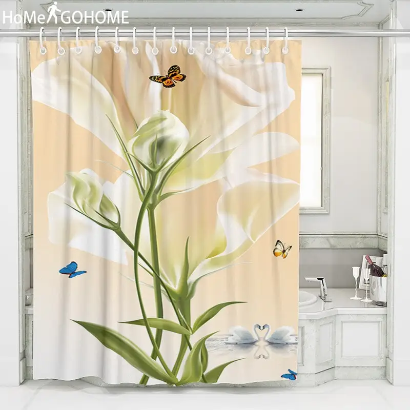 

3D Flower Bathroom Curtain Waterproof Shower Curtains Waterproof Polyester 3d Curtains For Bath Decor rideau de douche 180*200cm