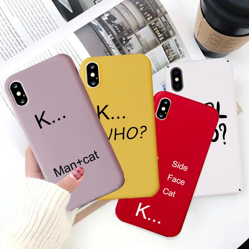 Модный чехол для телефона JAMULAR с буквенным принтом для iPhone X 11 Pro XS MAX X XR 7 6 6s 8 Plus, Матовая Мягкая задняя крышка из ТПУ с изображением кота, чехол