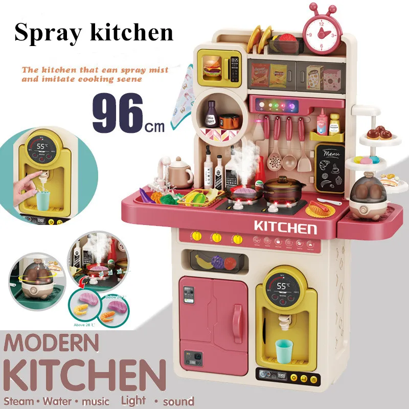 流行サイト 子供用の大きなキッチンおもちゃセット 96cm 家庭用の大きなおもちゃ 小さな女の子用のミニ食品 教育的な贈り物 人気の新製品 Signature Johaness Com