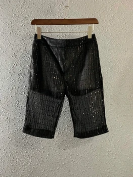 

2020 Spring and Summer New Women's Heavy Industry Sequins Mosaic Decoration Perspective Wild Capris, Leisure 412