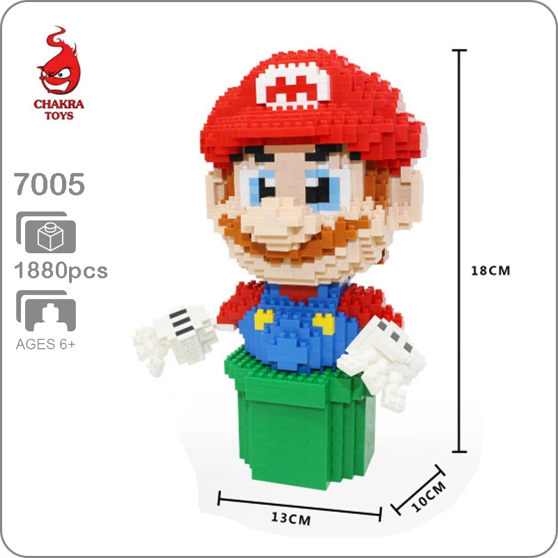 

Chakra 7005 Super Mario Red Mario Plumber 3D Model DIY Micro Diamond Mini Building Small Blocks Bricks Toy for Children no Box