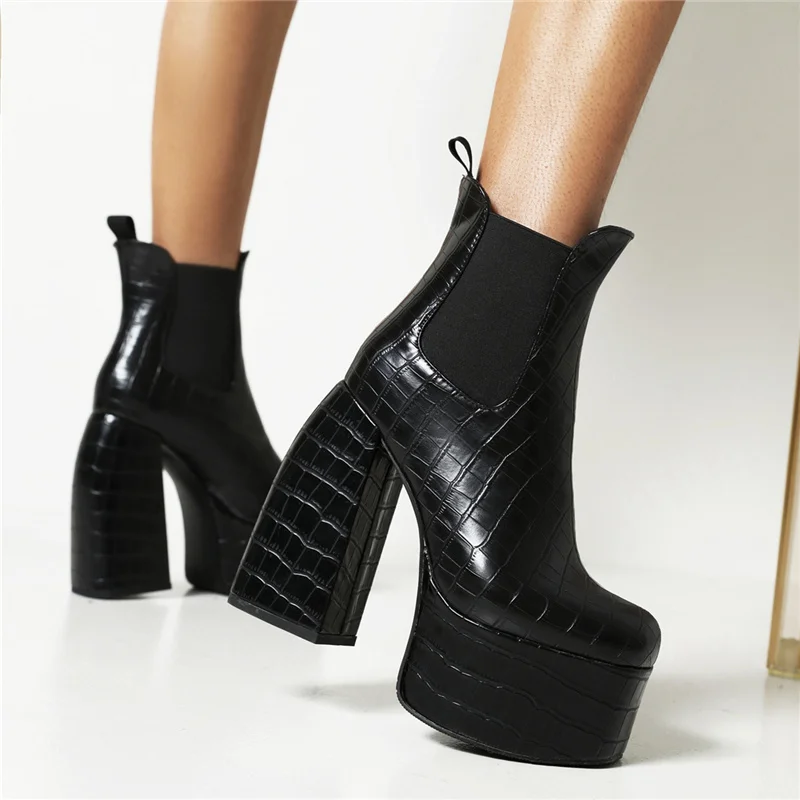 

MORAZORA Plus Size 35-46 New Ankle Boots For Women Thick High Heels Sexy Chelsea Boots Women Shoes Thick Bottom Platform Boots