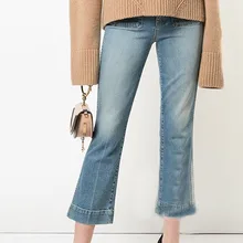 Новые женские сексуальные джинсы с высокой талией модные синие тонкие джинсы осенние новые джинсы с высокой талией тонкие джинсы джокер повседневные джинсы